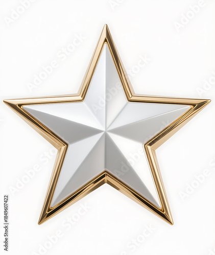 Silver and Gold 3D Star Decoration with Metallic Shine