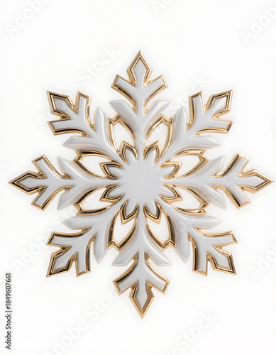 White and Gold Decorative Snowflake Ornament