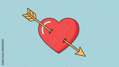 Heart with Two Arrows Piercing Through Symbolizing Love and Heartbreak Illustration