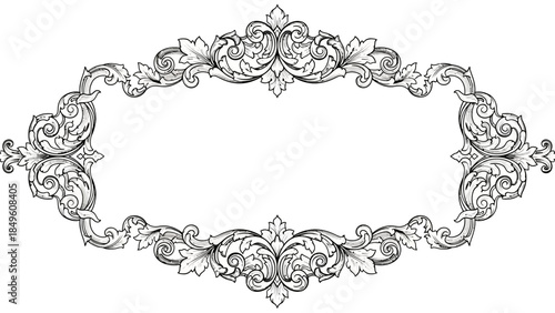 Intricate Vintage Baroque Ornamental Frame Design for Elegant Labels or Decorations