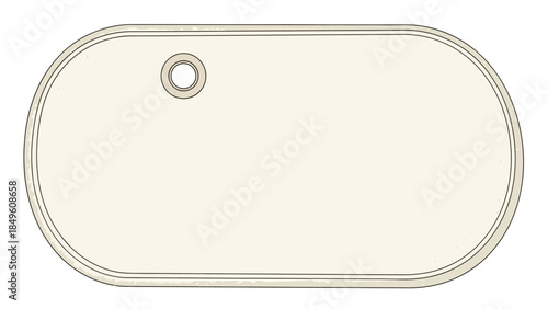 Minimalist beige oval luggage tag with a small hole for attachment perfect for travel accessories