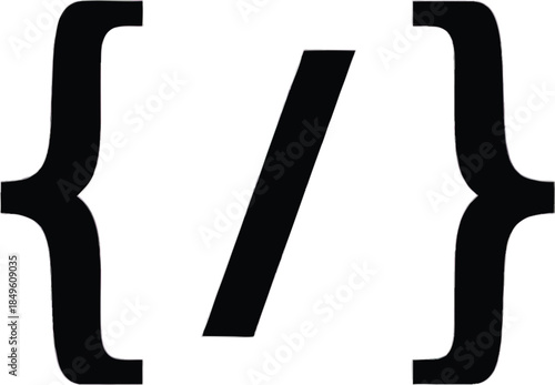 Abstract Programming Symbols: Curly Braces and Forward Slash for Code Development, Software, Web Design, and Technology Concepts