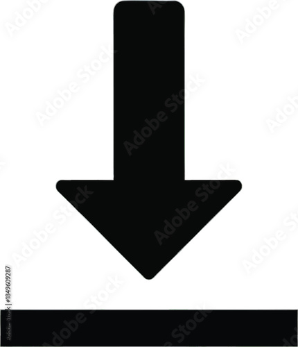 Download Arrow Icon - Simple Black Symbol for Web, Mobile App, and Software Downloads, File Saving, Data Transfer, and User Interface Elements