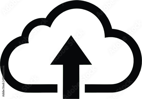 Cloud Upload Icon for Digital Data Transfer, Online Storage, and Web Computing Services. Modern Technology Graphic Design Element.