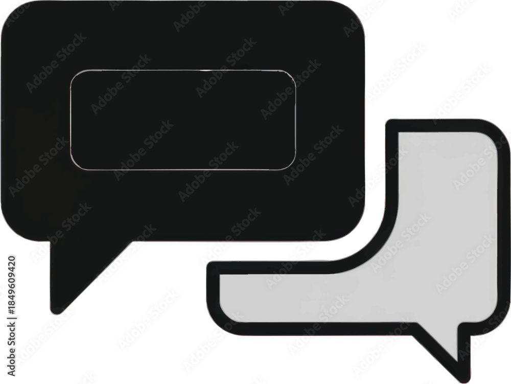 Fototapeta premium Modern speech bubbles icon representing digital communication, online messaging, conversation, and social interaction concept