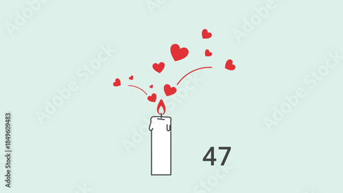 Romantic Candle with Hearts Illustration Representing Love and Affection