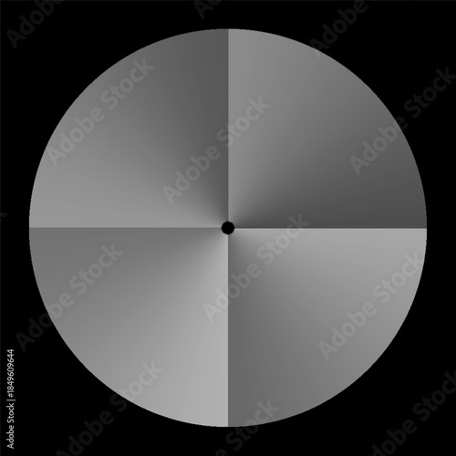 Template of round metal disk or button with dark steel texture isolated on black background. Metallic polished textured material. Realistic engineering object. Vector illustration.