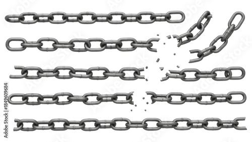 Broken Chain Links on Black Background, Symbolizing Freedom and Strength