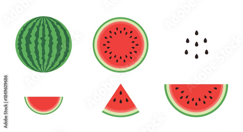 Fresh Watermelon Collection - Whole, Sliced, and Seeds.
