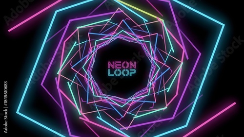 Neon Loop Geometric Shapes Futuristic Design Element.