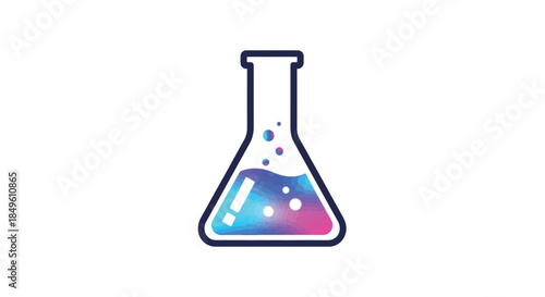 Colorful liquid in a laboratory flask for scientific experiments.