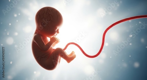 Human fetus development with umbilical cord