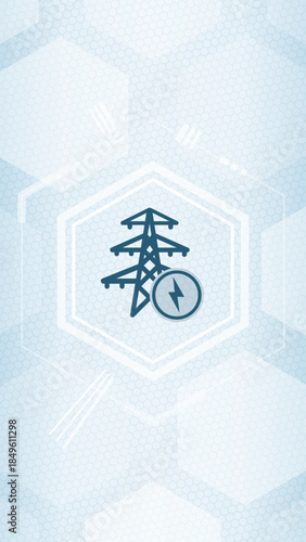 Electric power grid pylon vector icon for renewable energy distribution and infrastructure