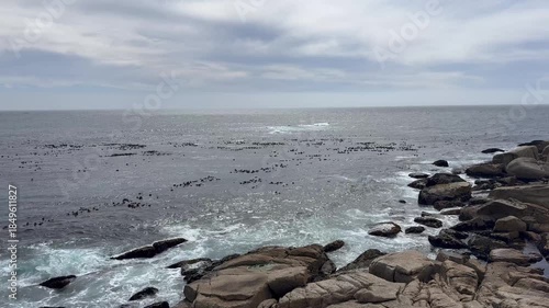 Coastal rocky outcrop on the shoreline of Sea Point in Cape Town, South Africa