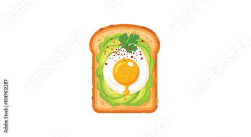 Delicious Avocado Toast with Fried Egg on White Background.