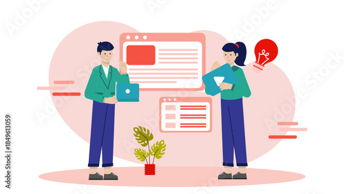 Digital Agency Pitching to a New Client. Business Flat Vector Illustration