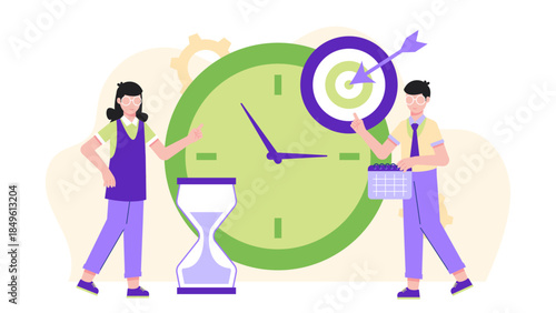 Support Team Achieving a Fast Response Time Goal. Business Flat Vector Illustration