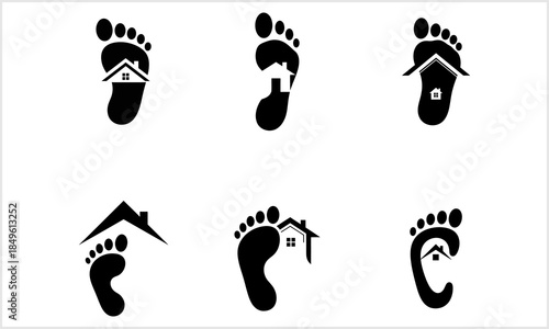 Footprint House Logo Set - Real Estate Home Moving Property Journey Icons logotypeiconsportslogodesi.