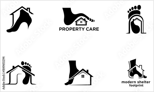 Home Foot Property Care Logo Set Real Estate Shelter Foundation Podiatry Icons logotypeiconsportslog.