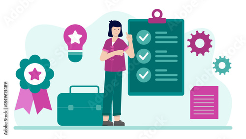 Compliance Officer Ensuring Regulatory Standards. Business Flat Vector Illustration