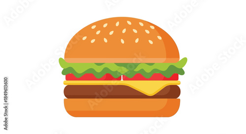 Delicious classic cheeseburger with fresh ingredients on a white background.