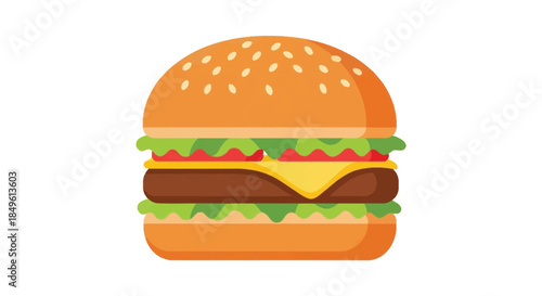 Classic American Cheeseburger with Sesame Seed Bun.