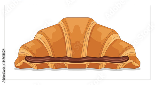 Delicious chocolate croissant isolated on a white background.