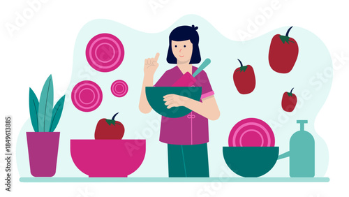 Chef Managing a Farm-to-Table Kitchen. Business Flat Vector Illustration