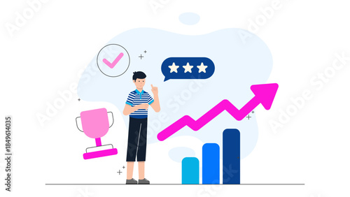 Founder Celebrating a Successful Funding Round. Business Flat Vector Illustration