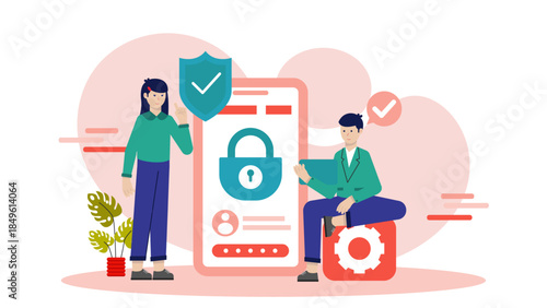 Cybersecurity Team Neutralizing a Threat. Business Flat Vector Illustration