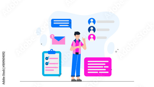 Recruiter Screening Candidates for a Job. Business Flat Vector Illustration