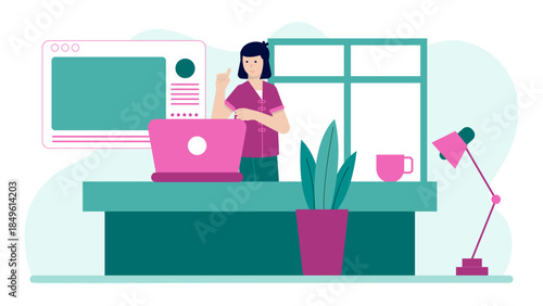 Freelancer Submitting Project Milestones to Client. Business Flat Vector Illustration