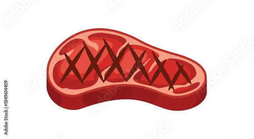 Grilled Steak Icon with Crosshatch Marks.