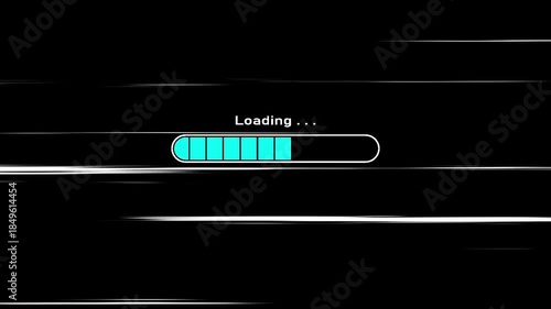 LOADING bar. pixel art 8 bit. retro game. for game assets on speed line background.	