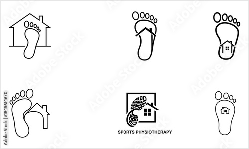 Foot Care Home Health Physiotherapy Sports Medicine Podiatry Logos and Icons Set logotypeiconsportsl.