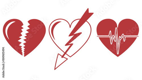 Emotional Heart Concepts and Medical Vitality Icons