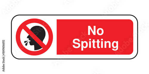 No Spitting Sign – Person with Prohibition Symbol – High Quality Vectorial Stock Image