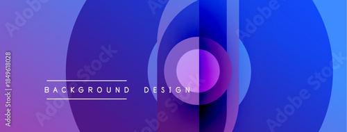 Abstract gradient circles create dynamic visual effect. Purple, blue hues blend seamlessly, modern design element.