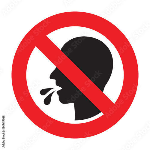 No Spitting Symbol – Droplet Silhouette with Red Ban Circle – Vector Graphic for Clean Zones
