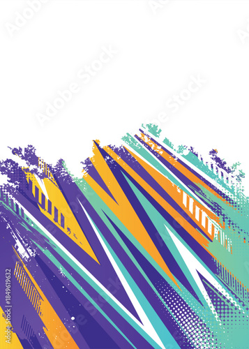 Dynamic Abstract Grunge Lighting Lines with Vibrant Colors with white background
