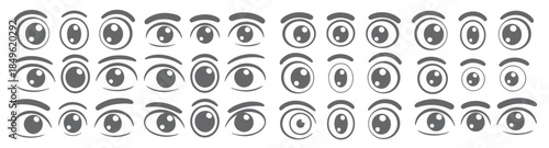 collection of gray cartoon eyes illustrations various styles