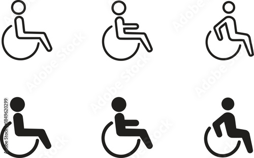Collection of simple wheelchair icon vector illustration set