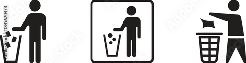 Garbage Disposal Icon Set for Cleanliness and Environmental Responsibility