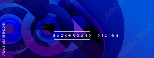 Abstract blue purple design. Concentric circles create dynamic flow, modern aesthetic. Text reads background design. Minimalist composition.