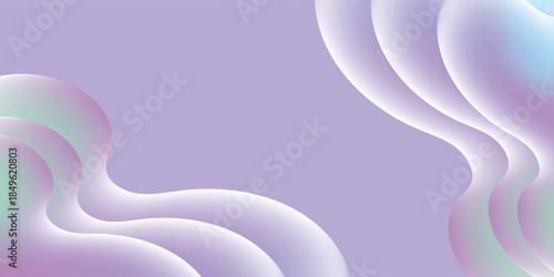 Abstract Wavy Shapes with Gradient Colors on a Light Purple Background.