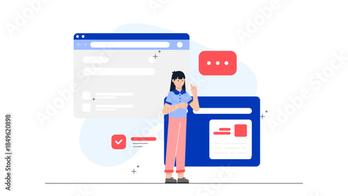 Company Transistioning to a Paperless Office System. Flat Vector Illustration