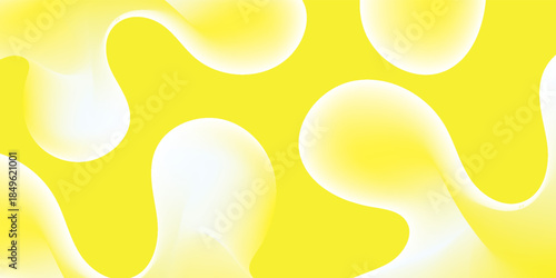 Abstract Yellow and White Liquid Metaballs Background.