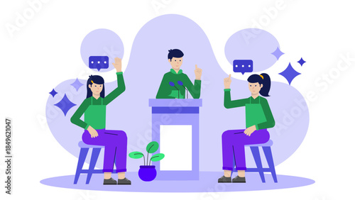 Board of Directors Voting on a Major Company Initiative. Flat Vector Illustration