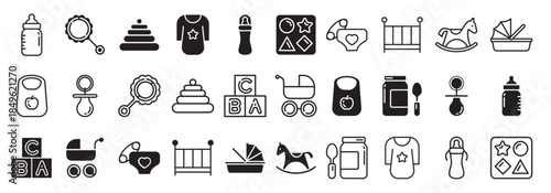 kids toys icon vector set baby illustration sign 