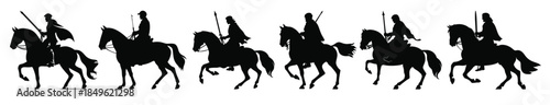 knight on horse silhouette clipart bundle